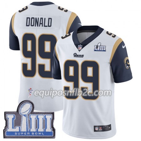 Camiseta Hombre NFL Los Angeles Rams Aaron Donald  99 Nike Blanco 2019 Super Bowl LIII